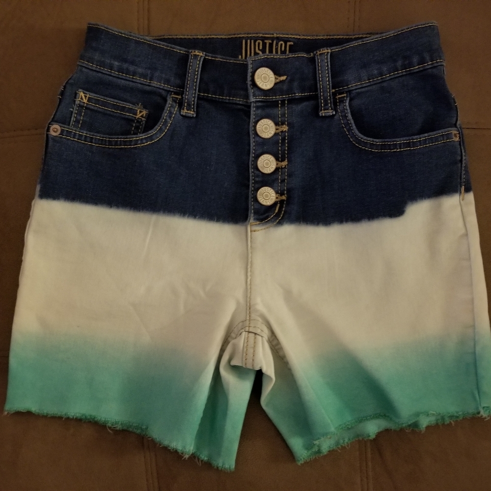 NWOT Justice Girls Size 12 Blue Ombre Denim Shorts